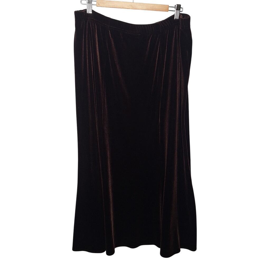 Vintage Y2K Velvet Midi Skirt 1X Chocolate Brown Witchy Goblin Fairy Grunge